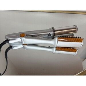 INSTYLER Rotating Spinning Hot Brush Straightener Curling Iron 1.25" Silver TEST